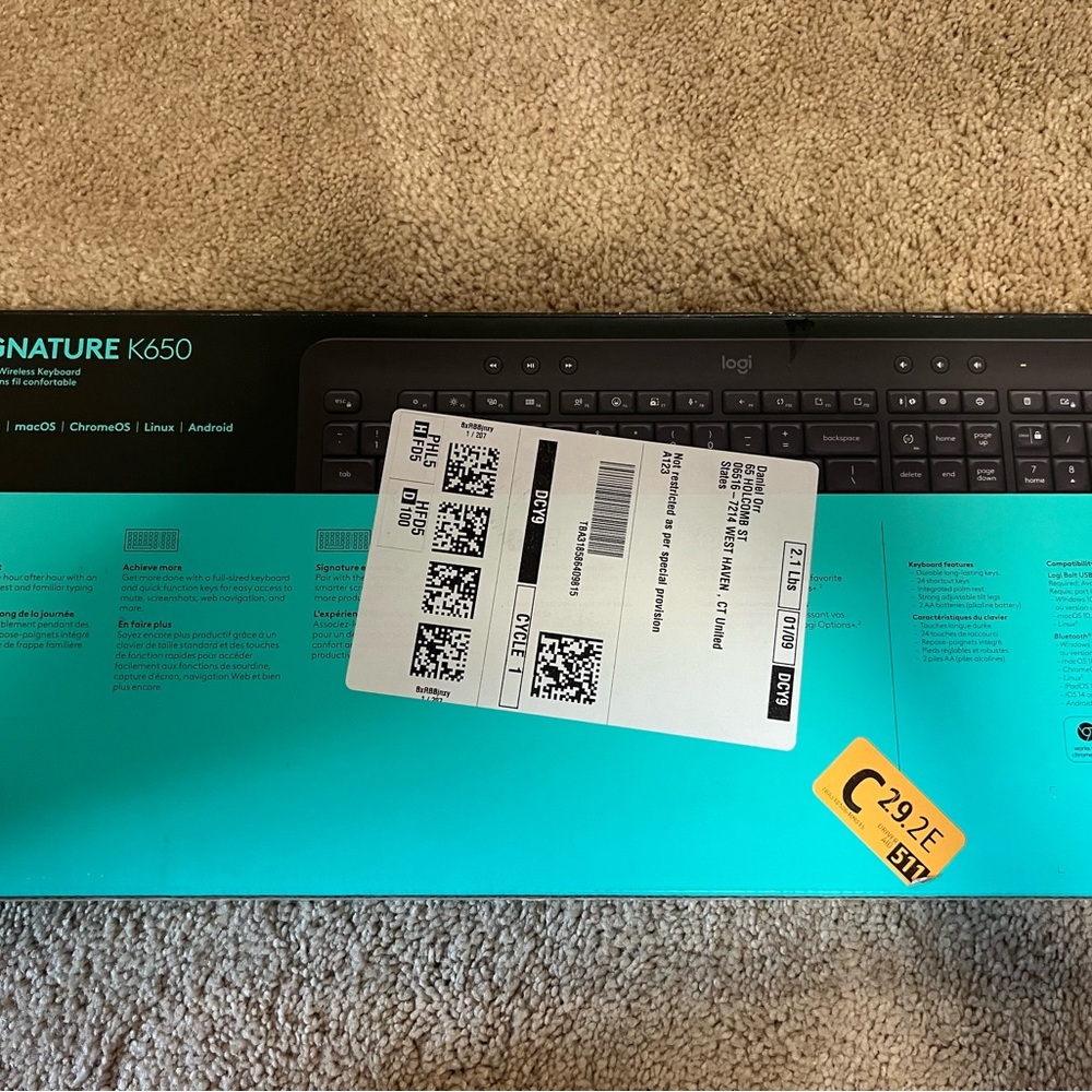 Logitech Black Wireless Keyboard Full-Size with Numeric Keypad - Picture 2 of 4
